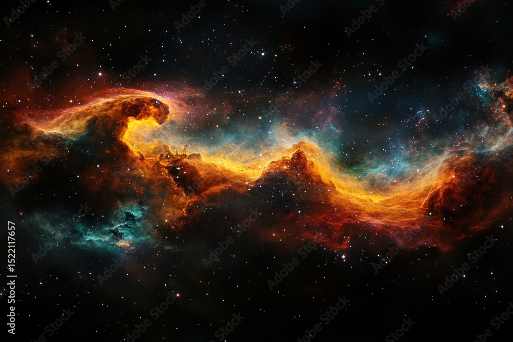 Fototapeta premium Satellite image of newly discovered galaxy cluster, vibrant cosmic clouds