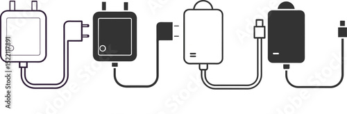 Silhouette Phone Charger Flat Illustration in Simple Minimalist Style