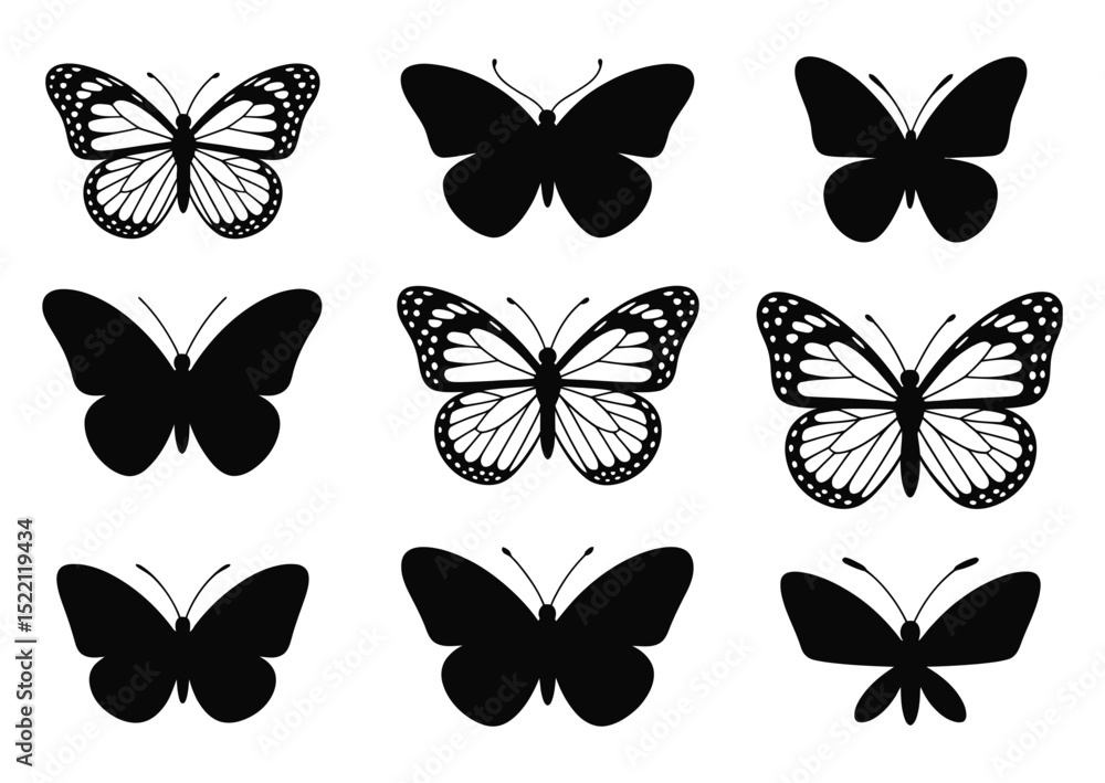 Butterfly set with different wing patterns
Butterfly set with different wing patterns