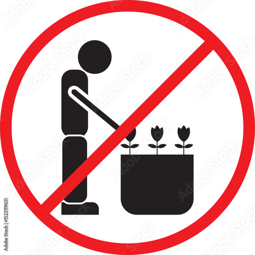 Prohibition sign saying do not touch or pick flowers and plants