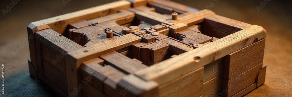 Intricate wooden puzzle box, layers of interlocking mechanisms challenge the solver A test of patience and problem-solving skills , box, wooden puzzle Intricate wooden puzzle box, layers of interlocking mechanisms challenge the solver A test of patience and problem-solving skills , box, wooden puzzle