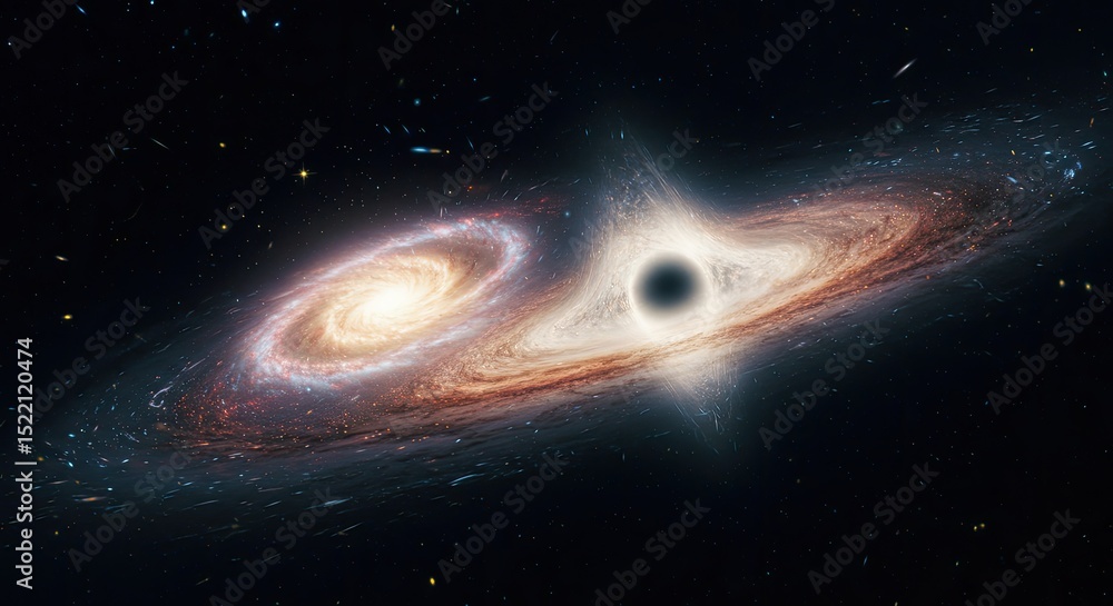 Obraz premium Cosmic dance of galaxies swirling around a black hole