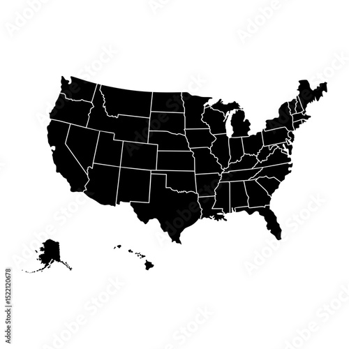 United States map vector with state borders for infographics, education, and travel design