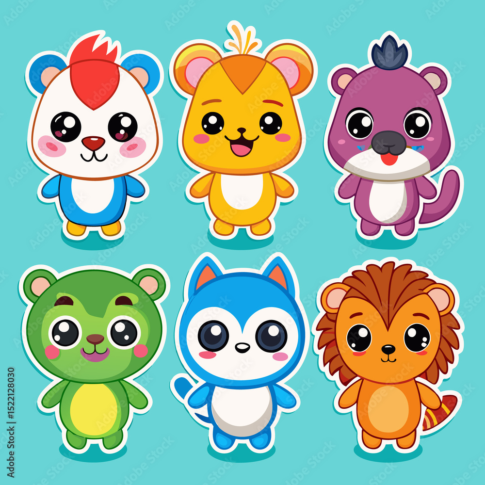 Obraz premium cute cartoon stickers