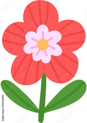 cartoon style pinkish red flower