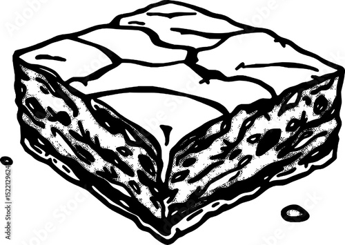 Stylized Single Square Piece of Delicious Middle Eastern Baklava Dessert with Syrup Drips