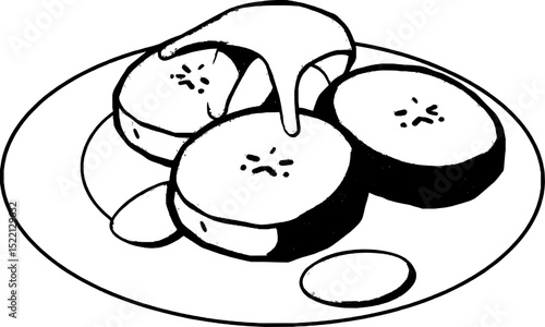 Sweet Fried Plantains Drizzled With Delicious Honey Served On A White Plate Graphic Illustration