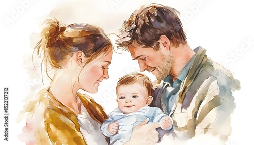 A loving family portrait of parents with their baby.