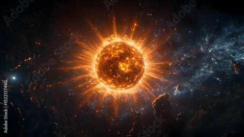 Fiery Star Explosion In Deep Space