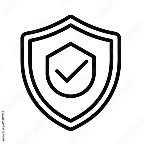 Verified Protection Shield Outline Vector Icon for Security and Safety