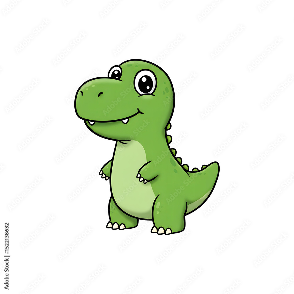 Cute green cartoon dinosaur standing upright Cute green cartoon dinosaur standing upright