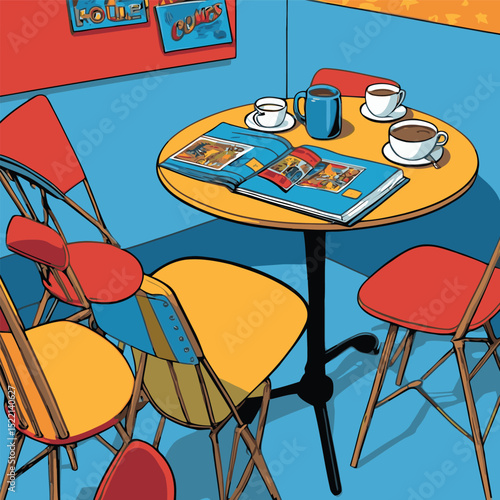 comic style vector table image for graphic design