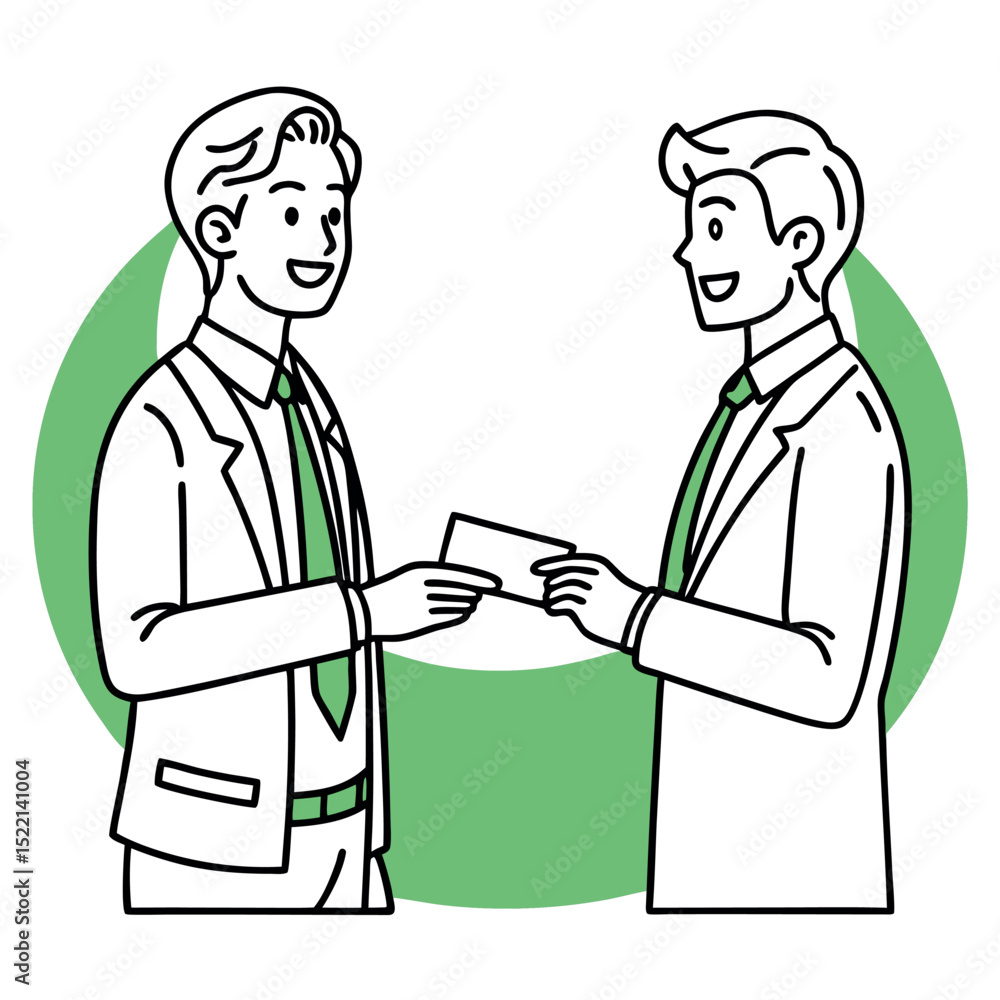 Business Networking Two Professionals Sharing Information for Future Collaboration Business Networking Two Professionals Sharing Information for Future Collaboration