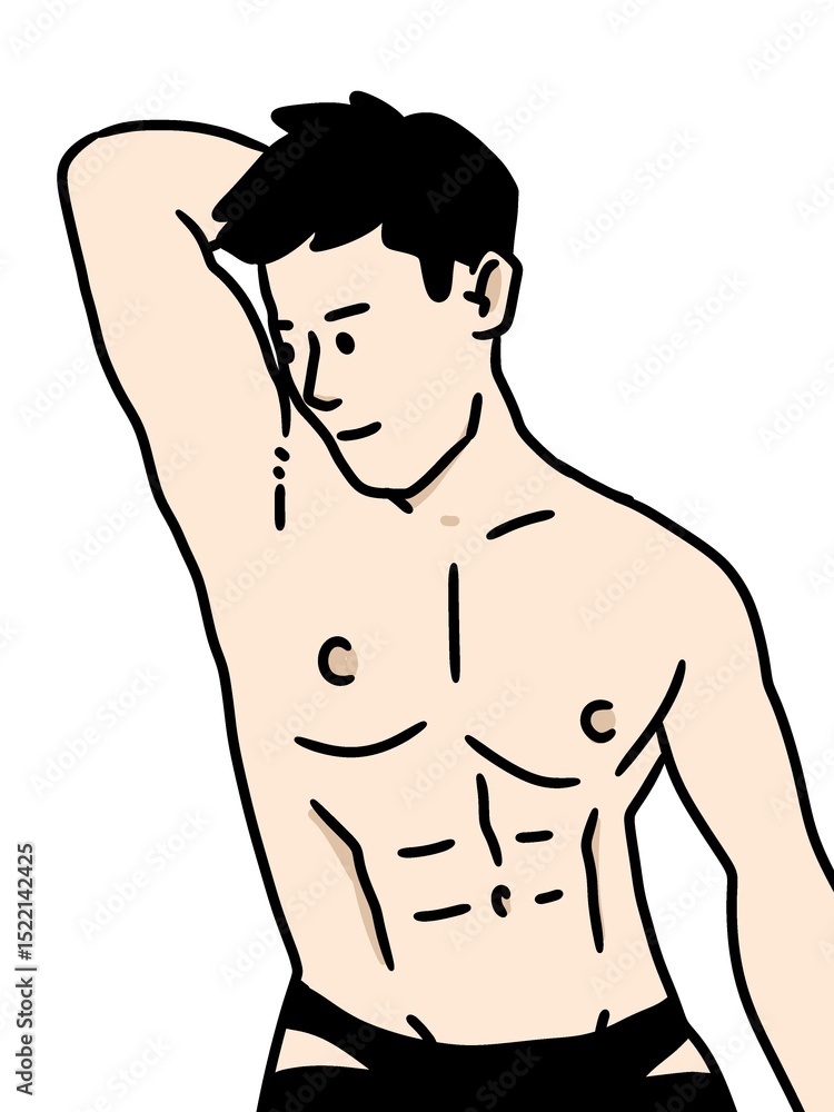 Fototapeta premium cartoon man with naked torso