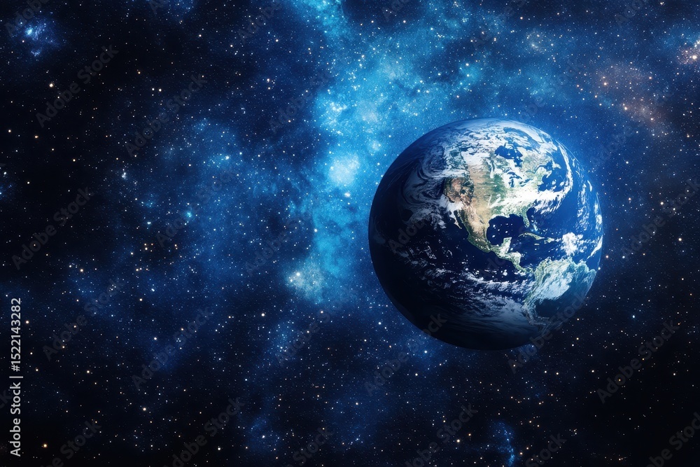 View of Earth from space against a backdrop of stars in the night sky, PHOTO earth from space view background on night sky View of Earth from space against a backdrop of stars in the night sky, PHOTO earth from space view background on night sky
