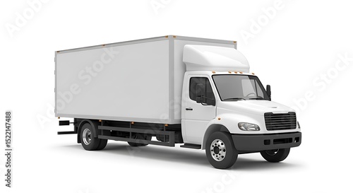 White box truck delivery vehicle isolated on white
