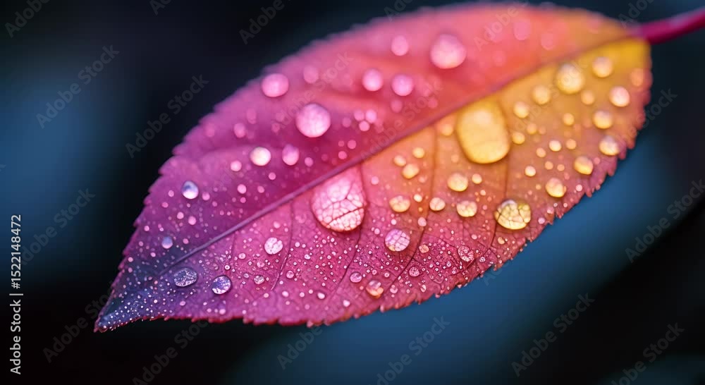 Dew-Kissed Autumn Leaf in Vivid Hues Dew-Kissed Autumn Leaf in Vivid Hues