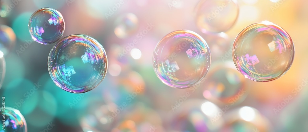 A dreamy background filled with iridescent soap bubbles floating gracefully, reflecting a spectrum of colors against a soft, blurred backdrop, evoking a sense of whimsy and wonder A dreamy background filled with iridescent soap bubbles floating gracefully, reflecting a spectrum of colors against a soft, blurred backdrop, evoking a sense of whimsy and wonder