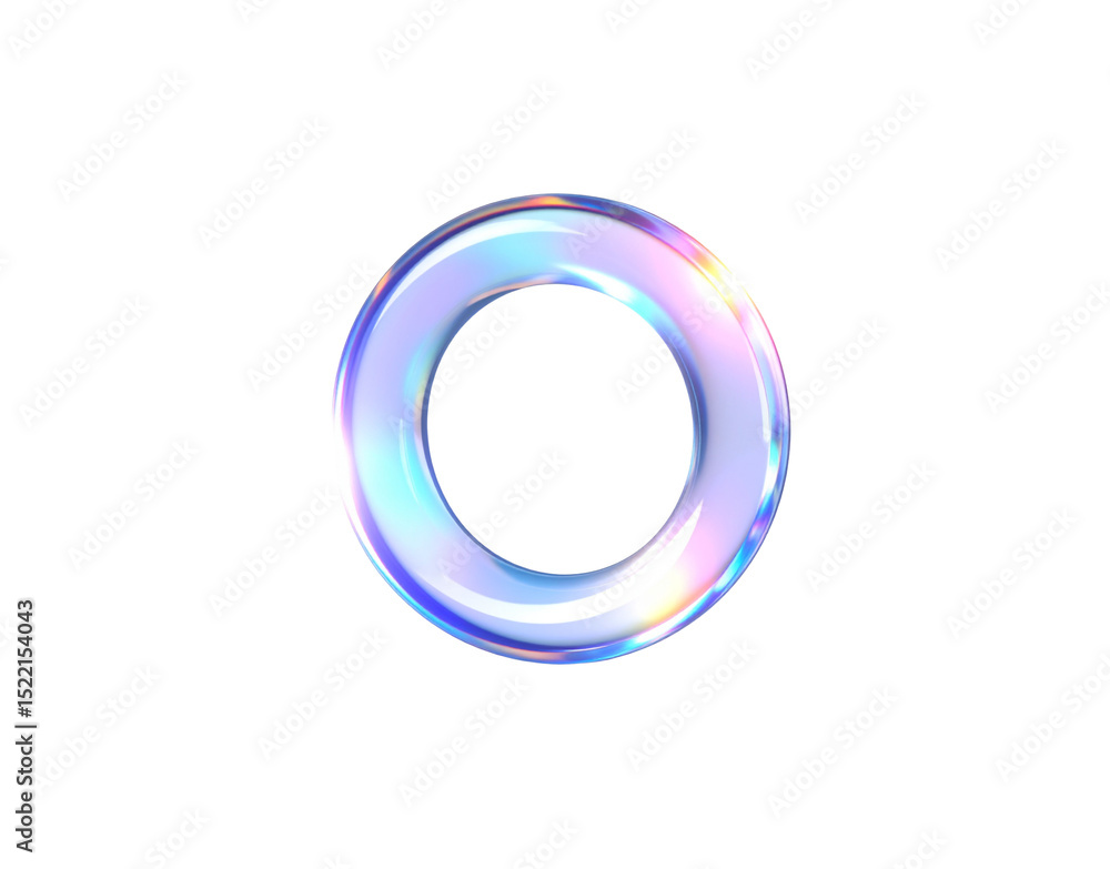 Iridescent Glass Torus with Subtle Rainbow Reflections on a Black Backdrop Iridescent Glass Torus with Subtle Rainbow Reflections on a Black Backdrop