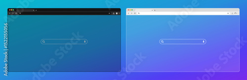 Web browser window. Template of website interface. Social media style of outline browser. Mockup of web window in simple linear design. Search bar with loupe and arrows.