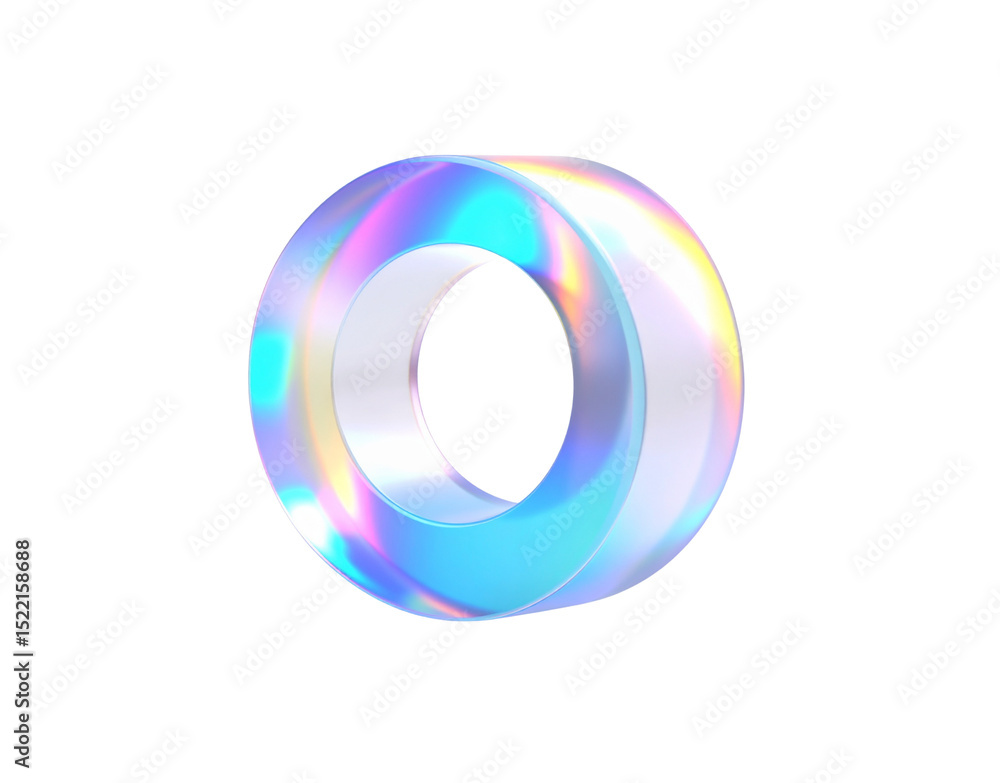Iridescent Torus Holographic Ring with Pastel Rainbow Reflections and Translucent Texture Iridescent Torus Holographic Ring with Pastel Rainbow Reflections and Translucent Texture
