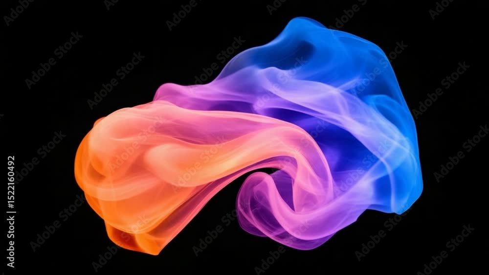 Vibrant swirling smoke patterns in orange, pink, and blue against a black background Vibrant swirling smoke patterns in orange, pink, and blue against a black background