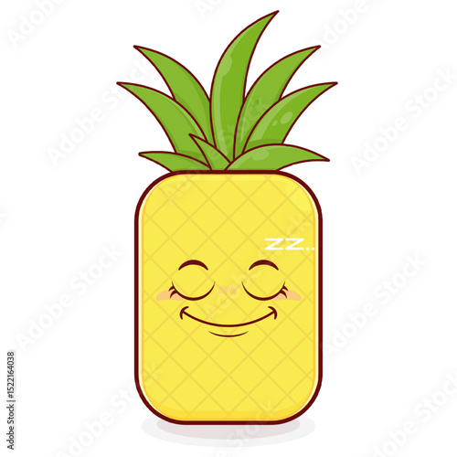 pineapple sleep face cartoon cute
