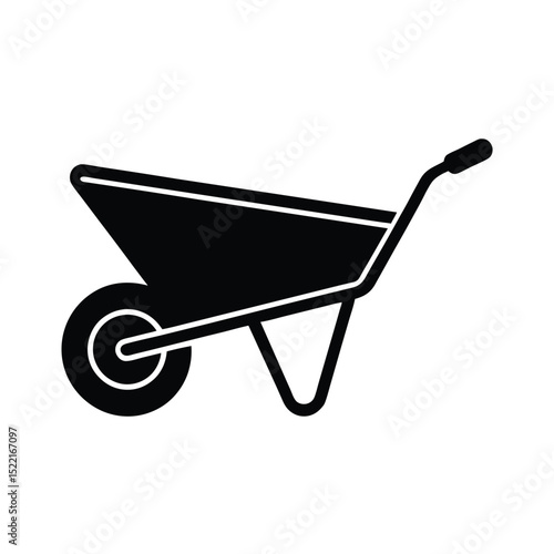 Wheelbarrow Icon Vector Flat and Clean Look