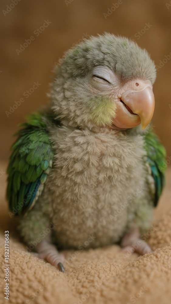 Fototapeta premium Adorable fluffy sleeping parrot