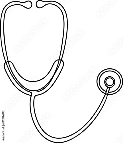 One line stethoscope, healthcare icon drawing, continuous Line Drawing of Healthcare Icon, Hand Drawn Symbol Vector Illustration, continuous single drawn one line stethoscope freehand drawn picture 