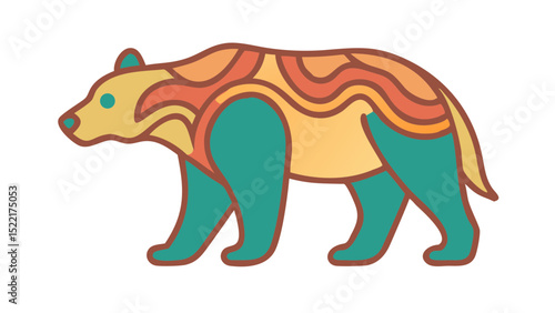 Cute and Expressive Icon Logo of a Regal Bear with Broad Shoulders, Defined Claws, and a Curved Snout