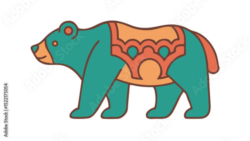 Cute and Expressive Icon Logo of a Regal Bear with Broad Shoulders, Defined Claws, and a Curved Snout