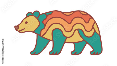 Cute and Expressive Icon Logo of a Regal Bear with Broad Shoulders, Defined Claws, and a Curved Snout