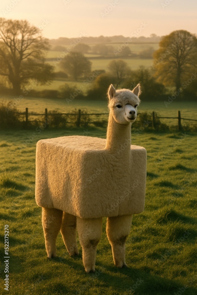 Fototapeta premium Square alpaca in serene meadow