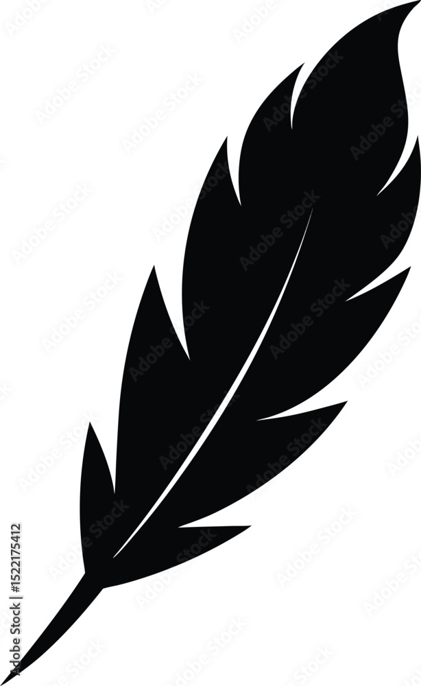 Obraz premium Feather – black silhouette on white background 