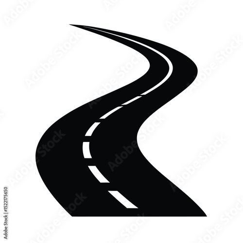 Zigzag Road Icon Vector Flat and Clean Look