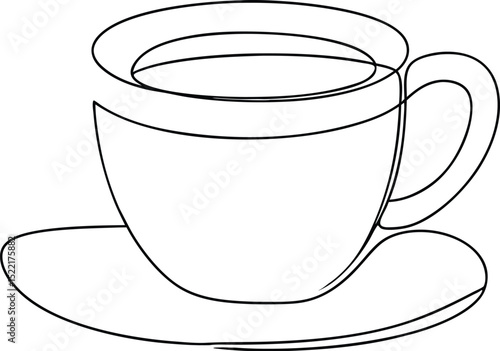 One line  Coffee cup, Coffee cup continuous line sketch tea icon cafe sketch drink single art outline mug logo food, Doodle cup line abstract background breakfast steam morning coffee design symbol, c