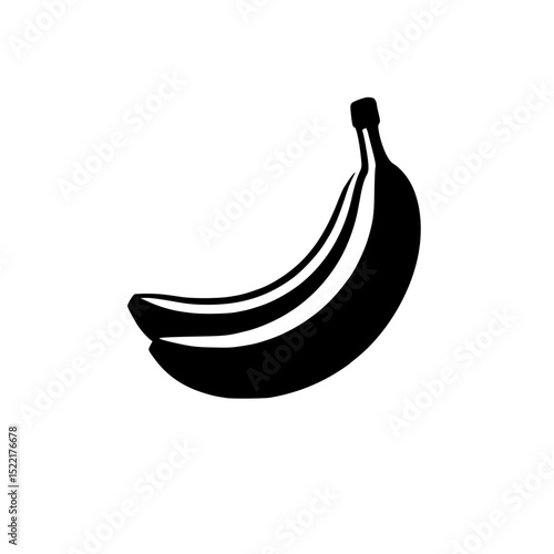 Minimalist Black Silhouette SVG of Banana – Fully Filled Clean Vector Design