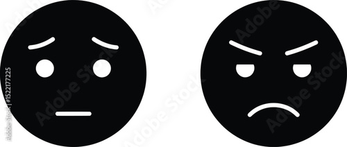 Vector Illustration Emotion Icons - Sad and Angry Faces