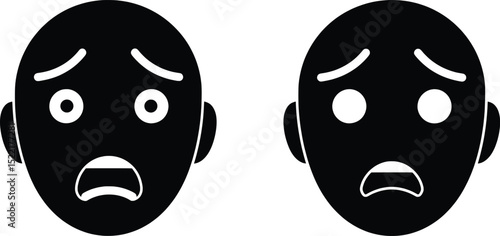 Vector Illustration Emotion Faces, Anxious Expressions