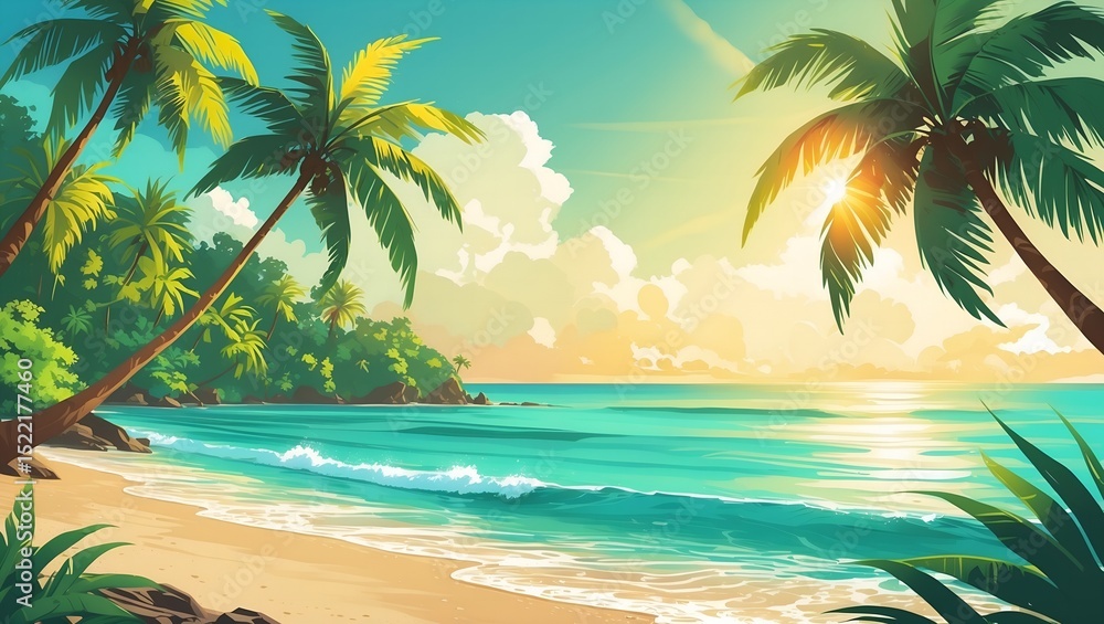 Obraz premium tropical beach with palm trees