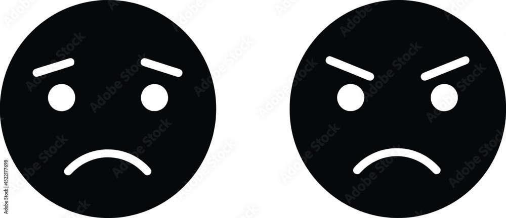 Fototapeta premium Emotion Vector Illustration Sad and Angry Faces