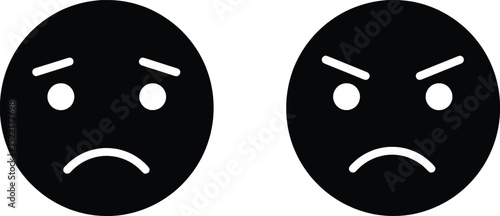 Emotion Vector Illustration Sad and Angry Faces