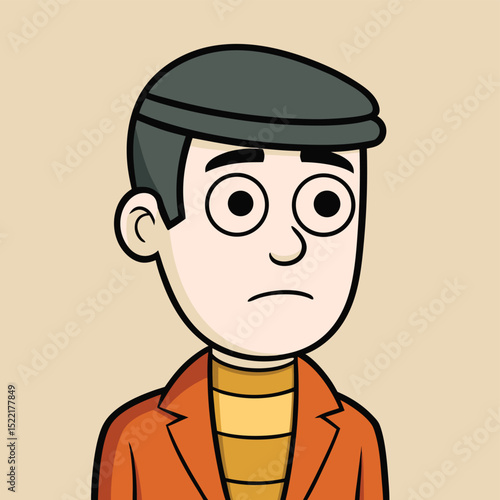 Look of detached observation and quiet judgment, a thoughtful and critical gaze.