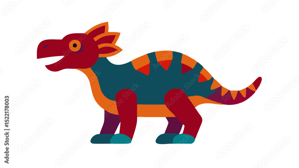 Fototapeta premium Cute and Expressive Dinosaur Logo Icon Featuring an Arched Spine, Defined Muscles, and Playful Colors