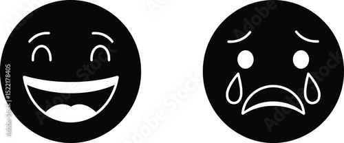 Emotion Vector Illustration Happy and Sad Emojis