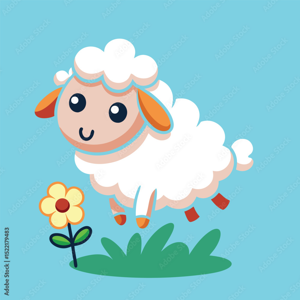 Cute Sheep Falling in Love with Flower – Flat Cartoon Vector Icon Illustration of Animal and Nature Concept Isolated
Cute Sheep Falling in Love with Flower – Flat Cartoon Vector Icon Illustration of Animal and Nature Concept Isolated
