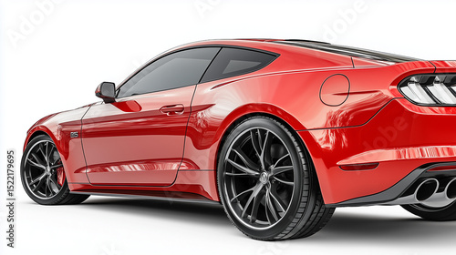 Red sports car on white background showcasing speed and luxury design