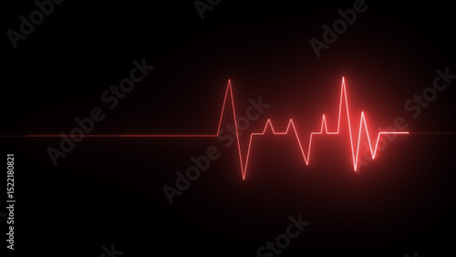 Heart beat line illustration. Abstract neon heartbeat signal icon. Electrocardiogram. Pulse, heart rhythm, heartbeat cardiogram, line icon on black background.