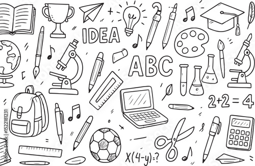 School Doodle Education Icons - Hand Drawn Vector Illustration